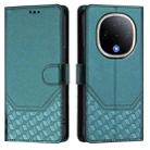 For vivo Y300 5G Honeycomb Embossing RFID Leather Phone Case(Peacock Green) - 2