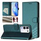 For vivo Y29 4G Global Honeycomb Embossing RFID Leather Phone Case(Peacock Green) - 1