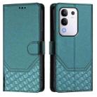 For vivo Y29 4G Global Honeycomb Embossing RFID Leather Phone Case(Peacock Green) - 2