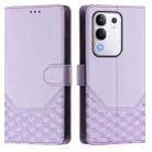 For vivo Y29 4G Global Honeycomb Embossing RFID Leather Phone Case(Light Purple) - 2