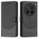 For vivo X200s 5G Honeycomb Embossing RFID Leather Phone Case(Black) - 2