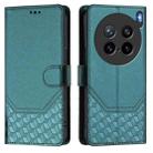 For vivo X200s 5G Honeycomb Embossing RFID Leather Phone Case(Peacock Green) - 2