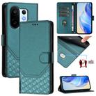 For vivo S30 Pro mini Honeycomb Embossing RFID Leather Phone Case(Peacock Green) - 1
