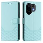 For vivo S30 Honeycomb Embossing RFID Leather Phone Case(Mint Green) - 2
