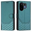 For vivo S30 Honeycomb Embossing RFID Leather Phone Case(Peacock Green) - 2