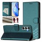 For Samsung Galaxy M15 5G / F15 5G Honeycomb Embossing RFID Leather Phone Case(Peacock Green) - 1
