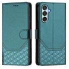 For Samsung Galaxy M15 5G / F15 5G Honeycomb Embossing RFID Leather Phone Case(Peacock Green) - 2