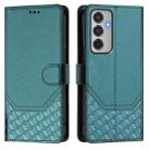 For Samsung Galaxy M35 5G Honeycomb Embossing RFID Leather Phone Case(Peacock Green) - 2