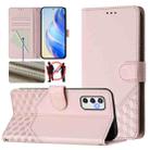For Samsung Galaxy M52 Honeycomb Embossing RFID Leather Phone Case(Pink) - 1