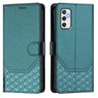 For Samsung Galaxy M52 Honeycomb Embossing RFID Leather Phone Case(Peacock Green) - 2