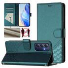 For Samsung Galaxy M54 5G / F54 5G Honeycomb Embossing RFID Leather Phone Case(Peacock Green) - 1