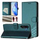 For Samsung Galaxy F16 5G / M16 5G Global Honeycomb Embossing RFID Leather Phone Case(Peacock Green) - 1