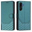 For Samsung Galaxy F16 5G / M16 5G Global Honeycomb Embossing RFID Leather Phone Case(Peacock Green) - 2