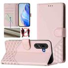 For Samsung Galaxy M56 5G Honeycomb Embossing RFID Leather Phone Case(Pink) - 1