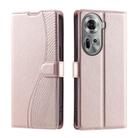 For OPPO Reno11 Global Voltage Ultra-thin Dot Leather Phone Case(Rose Gold) - 1