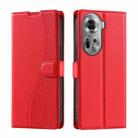 For OPPO Reno11 Global Voltage Ultra-thin Dot Leather Phone Case(Red) - 1