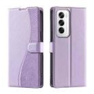For OPPO Reno12 5G Global Voltage Ultra-thin Dot Leather Phone Case(Purple) - 1