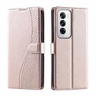 For OPPO Reno12 5G Global Voltage Ultra-thin Dot Leather Phone Case(Rose Gold) - 1