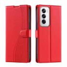 For OPPO Reno12 5G Global Voltage Ultra-thin Dot Leather Phone Case(Red) - 1