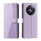 For Realme 12 5G Global Voltage Ultra-thin Dot Leather Phone Case(Purple) - 1