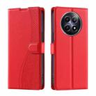 For Realme 12 5G Global Voltage Ultra-thin Dot Leather Phone Case(Red) - 1