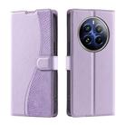 For Realme 12+ 5G Global Voltage Ultra-thin Dot Leather Phone Case(Purple) - 1