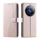 For Realme 12+ 5G Global Voltage Ultra-thin Dot Leather Phone Case(Rose Gold) - 1