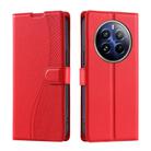 For Realme 12+ 5G Global Voltage Ultra-thin Dot Leather Phone Case(Red) - 1