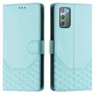 For Samsung Galaxy Note20 Honeycomb Embossing RFID Leather Phone Case(Mint Green) - 2