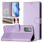 For Samsung Galaxy Note20 Honeycomb Embossing RFID Leather Phone Case(Light Purple) - 1