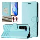 For Samsung Galaxy Z Fold5 Honeycomb Embossing RFID Leather Phone Case(Mint Green) - 1