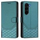 For Samsung Galaxy Z Fold5 Honeycomb Embossing RFID Leather Phone Case(Peacock Green) - 2