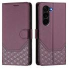 For Samsung Galaxy Z Fold5 Honeycomb Embossing RFID Leather Phone Case(Violet) - 2