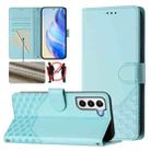 For Samsung Galaxy S21 5G Honeycomb Embossing RFID Leather Phone Case(Mint Green) - 1