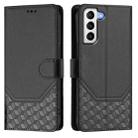 For Samsung Galaxy S21 5G Honeycomb Embossing RFID Leather Phone Case(Black) - 2
