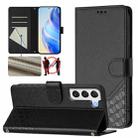 For Samsung Galaxy S21 FE 5G Honeycomb Embossing RFID Leather Phone Case(Black) - 1