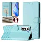 For Samsung Galaxy S21+ 5G Honeycomb Embossing RFID Leather Phone Case(Mint Green) - 1