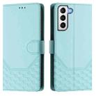 For Samsung Galaxy S21+ 5G Honeycomb Embossing RFID Leather Phone Case(Mint Green) - 2