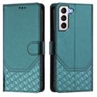 For Samsung Galaxy S21+ 5G Honeycomb Embossing RFID Leather Phone Case(Peacock Green) - 2