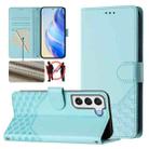 For Samsung Galaxy S22 5G Honeycomb Embossing RFID Leather Phone Case(Mint Green) - 1