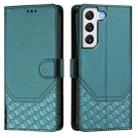 For Samsung Galaxy S22 5G Honeycomb Embossing RFID Leather Phone Case(Peacock Green) - 2