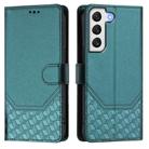 For Samsung Galaxy S22+ 5G Honeycomb Embossing RFID Leather Phone Case(Peacock Green) - 2