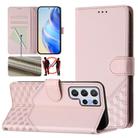 For Samsung Galaxy S22 Ultra 5G Honeycomb Embossing RFID Leather Phone Case(Pink) - 1