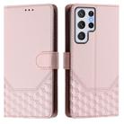 For Samsung Galaxy S22 Ultra 5G Honeycomb Embossing RFID Leather Phone Case(Pink) - 2