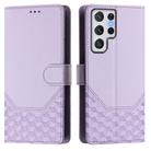 For Samsung Galaxy S22 Ultra 5G Honeycomb Embossing RFID Leather Phone Case(Light Purple) - 2