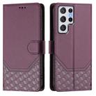 For Samsung Galaxy S22 Ultra 5G Honeycomb Embossing RFID Leather Phone Case(Violet) - 2