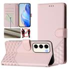 For Samsung Galaxy S23 5G Honeycomb Embossing RFID Leather Phone Case(Pink) - 1