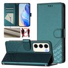 For Samsung Galaxy S23 5G Honeycomb Embossing RFID Leather Phone Case(Peacock Green) - 1