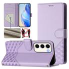 For Samsung Galaxy S23 5G Honeycomb Embossing RFID Leather Phone Case(Light Purple) - 1