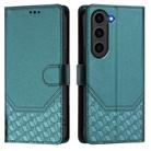 For Samsung Galaxy S23 FE 5G Honeycomb Embossing RFID Leather Phone Case(Peacock Green) - 2